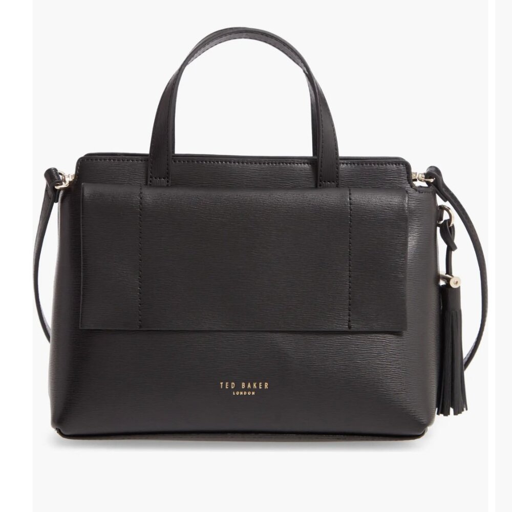 Ted Baker London Tassel Leather Top Handle Black Bag